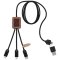 40W nabíjecí kabel 5v1 z rPET se svítícím logem a hranatým dřevěným pouzdrem SCX.design C38