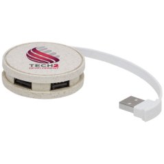 Rozbočovač USB Kenzu z pšeničné slámy